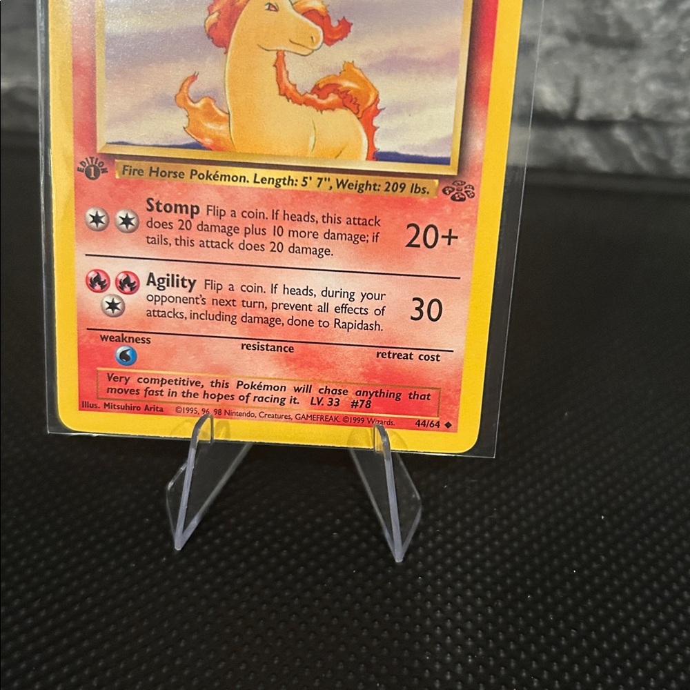 Pokemon Rapidash 1st Edition 44/64 Vintage Card from the Jungle Set (1999) M/NM - Picture 3 of 3